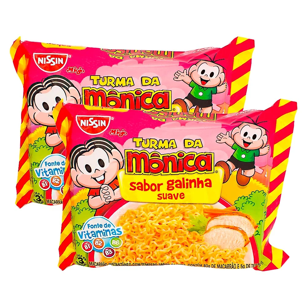 Kit 2 Macarrão Instantâneo Nissin Turma da Mônica Sabor Galinha 85g