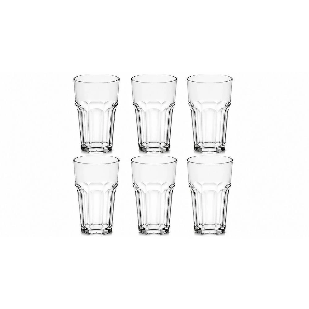 Jogo de Copos Facetado 365ml Vidro Transparente para Água Suco Drink GMB