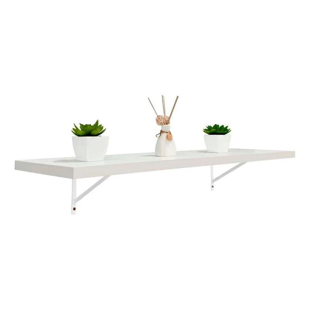 Prateleira Mão Francesa 80x25CM MDP Suporte Invisível Organizador Sala Branco Mercado
