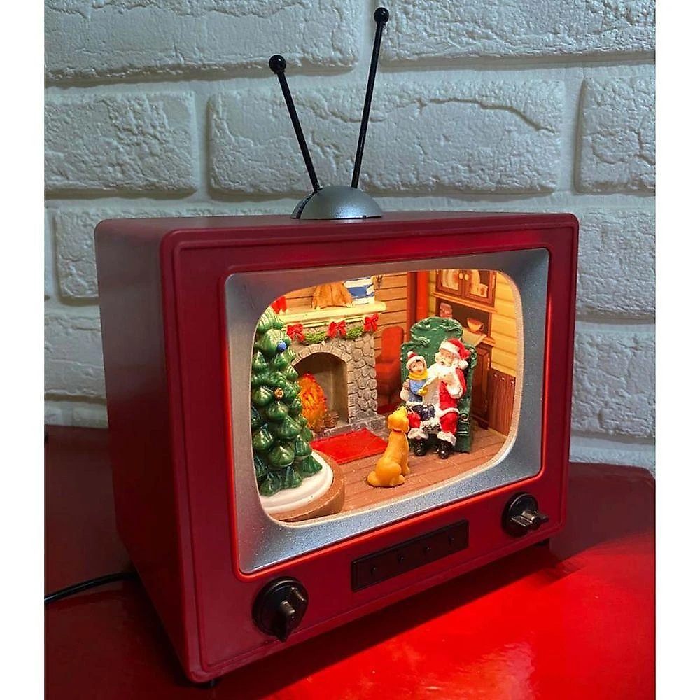 Enfeite Televisao Natal Papai Noel Natalino Musica Som Led Natalino Festa Evento Fim De Ano Decoraçao Tv Retro Vintage