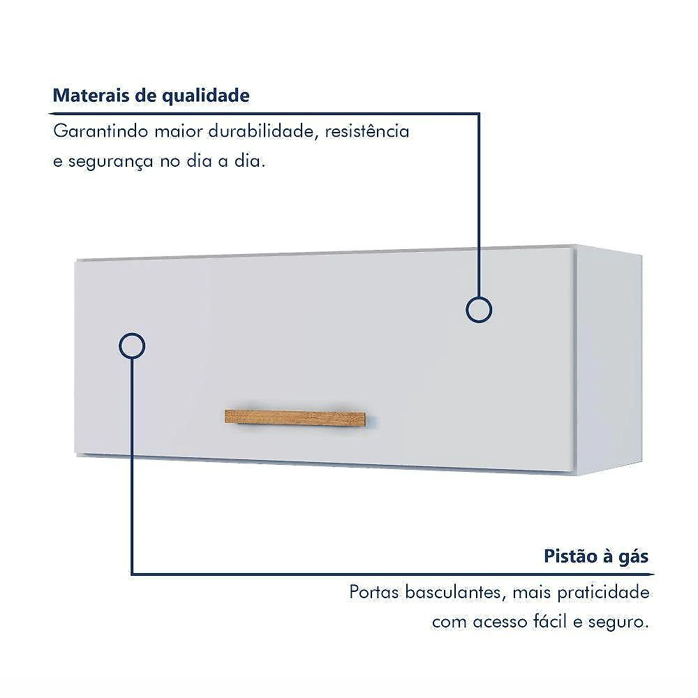 Armário Aéreo Geladeira Atenas 75,5CM 1 Porta MDP Basculante Branco