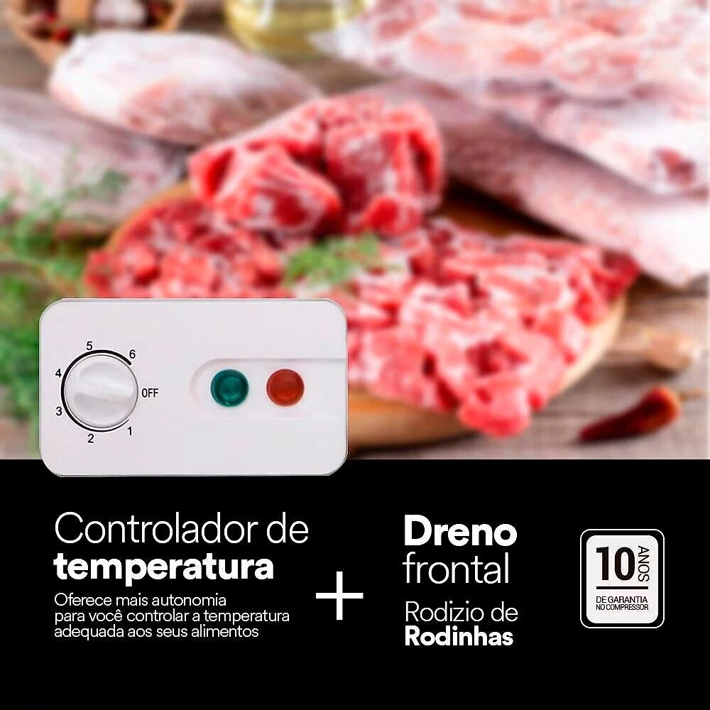 Freezer Expositor Horizontal EOS 120 Litros Eco Gelo com Tampa de Vidro EEH120XX 220V