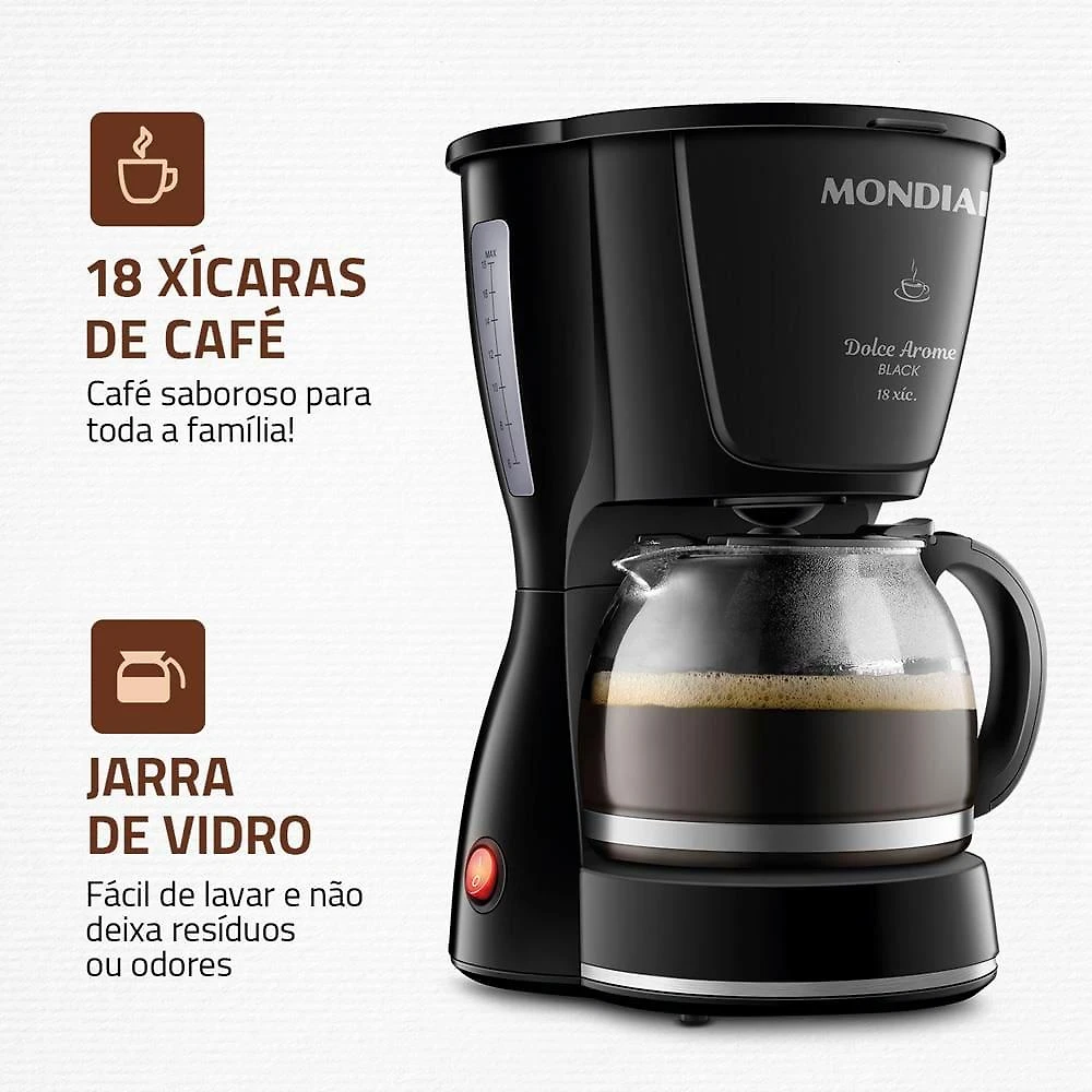 Cafeteira elétrica mondial dolce arome c-30 18 xícaras – preta