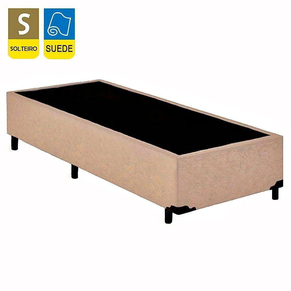 Cama Box Solteiro Suede + Colchão De Espuma D33 - Sereneprime - 88cm Bege