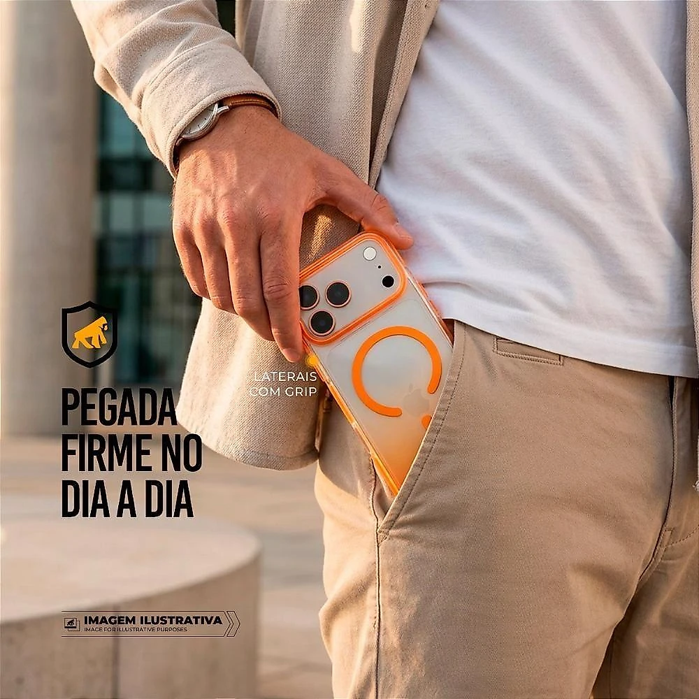 Capa para Iphone 17 Pro Gshield Akroma Magsafe Proteção Reforçada Laranja 1 Unidade