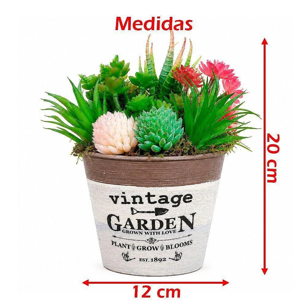 Arranjo Vaso Decoração Suculenta Planta Artificial Verde