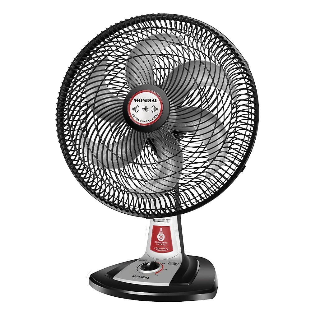 Ventilador De Mesa Mondial Turbo Tech Repelente Líquido Vt-rp-03 Vent 40cm Turbo-220v-preto/prata