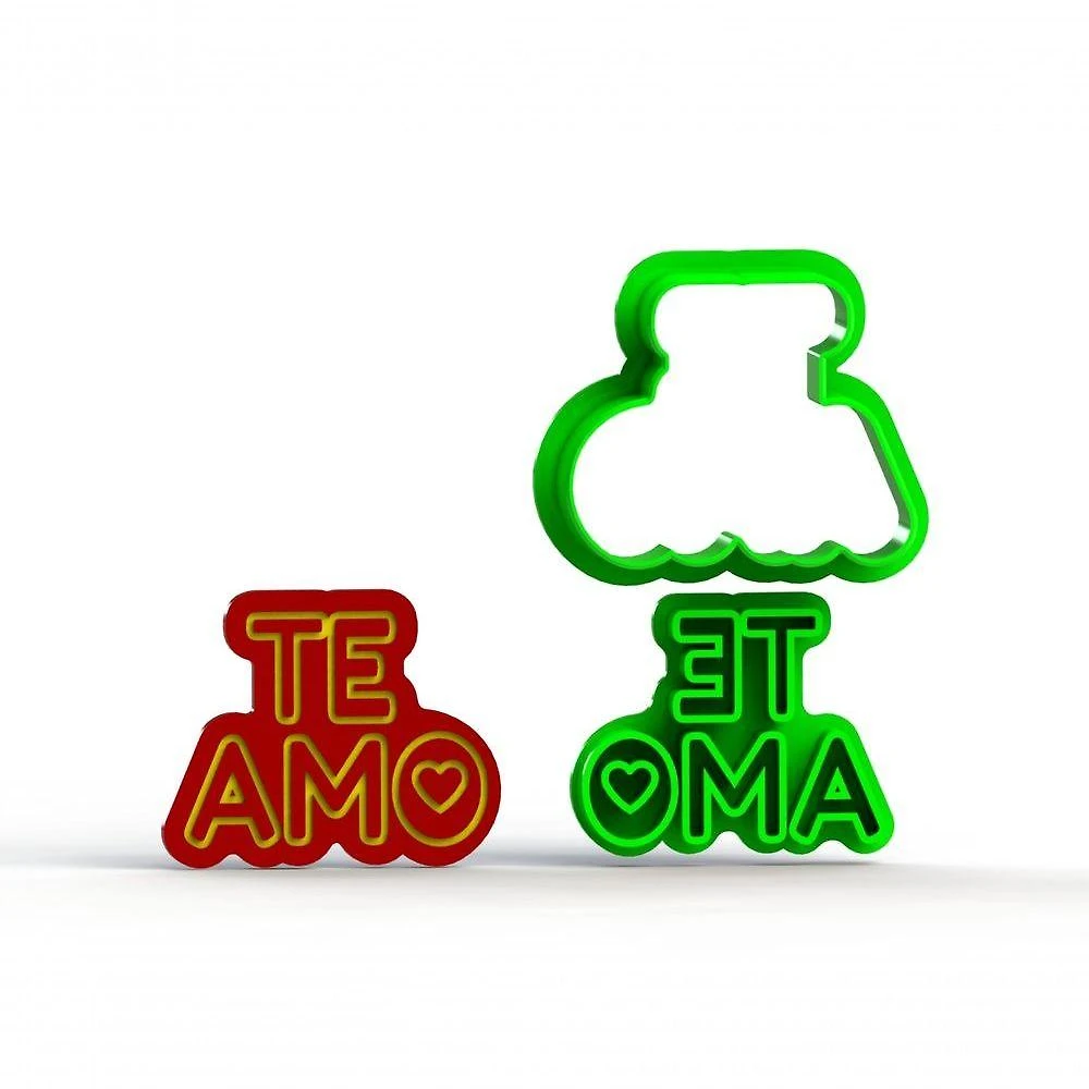 Cortador Te Amo em Plástico PLA 6CM Corta e Marca HB Formas e Cortadores