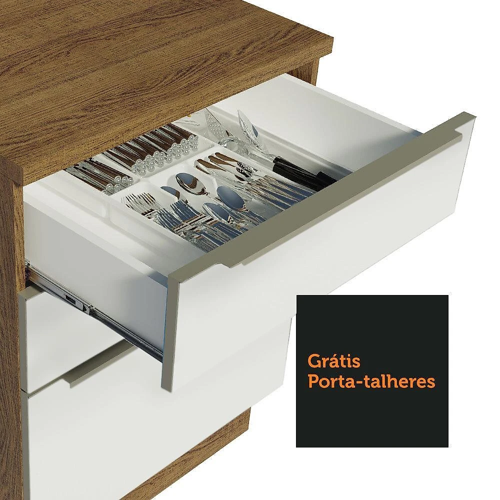 Cozinha completa madesa lux 240002 com armário e balcão - rustic/branco veludo