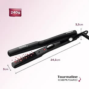 Chapinha | Prancha Mondial Tourmaline P-15 Cerâmica 200°C com Cabo Giratório Preta - Bivolt