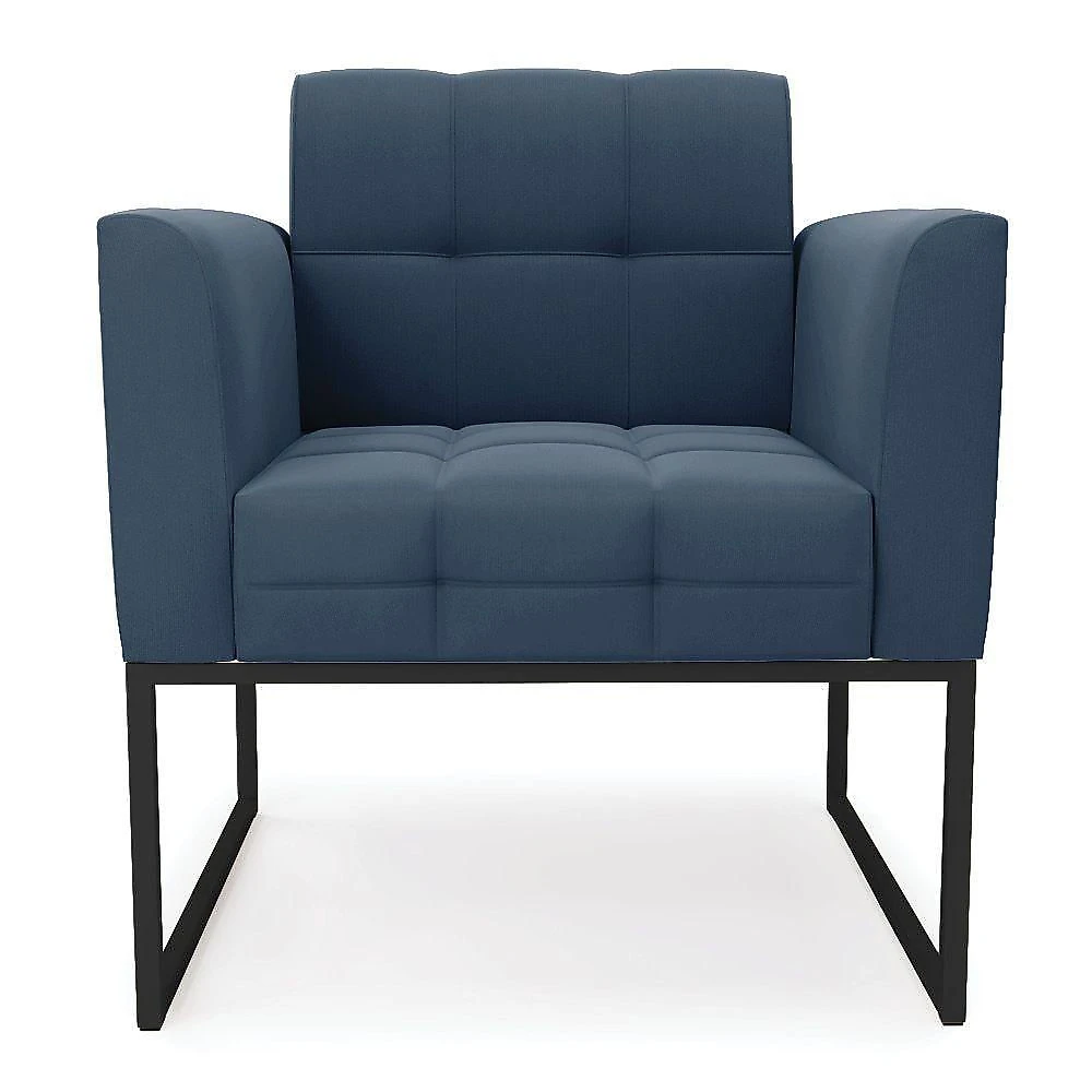 Poltrona Elisa Suede Azul Marinho Base Metálica Industrial Preto - D'rossi