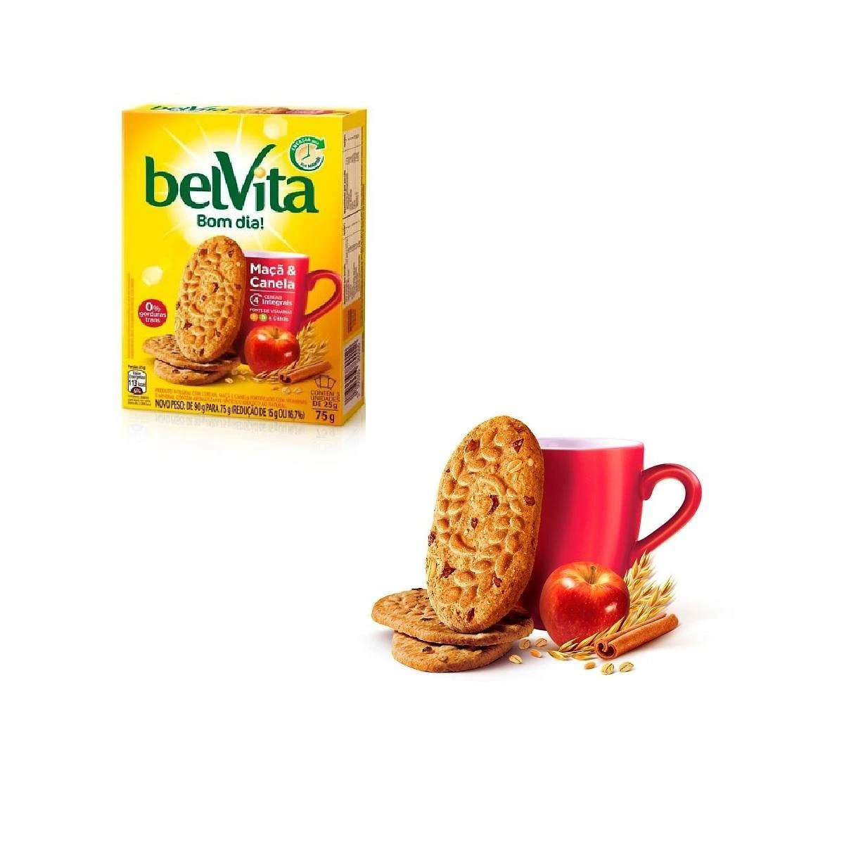 Miniatura Biscoito Integral Belvita Maçã E Canela 75G Kit Com 5 Caixas