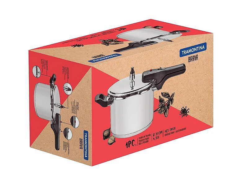 Panela de Pressão Aço Inox 4,5 litros Brava Tramontina
