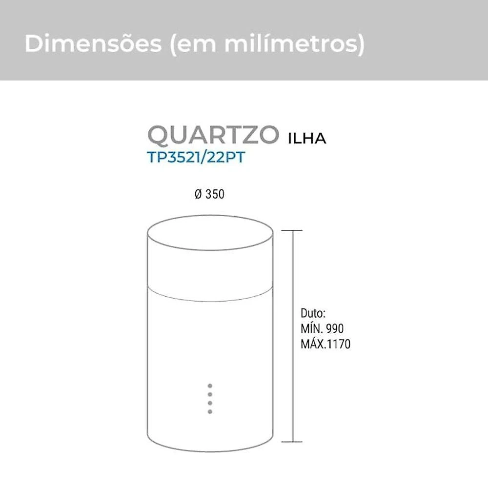 Coifa De Ilha Redonda Quartzo Preta 35 cm Suggar 220V