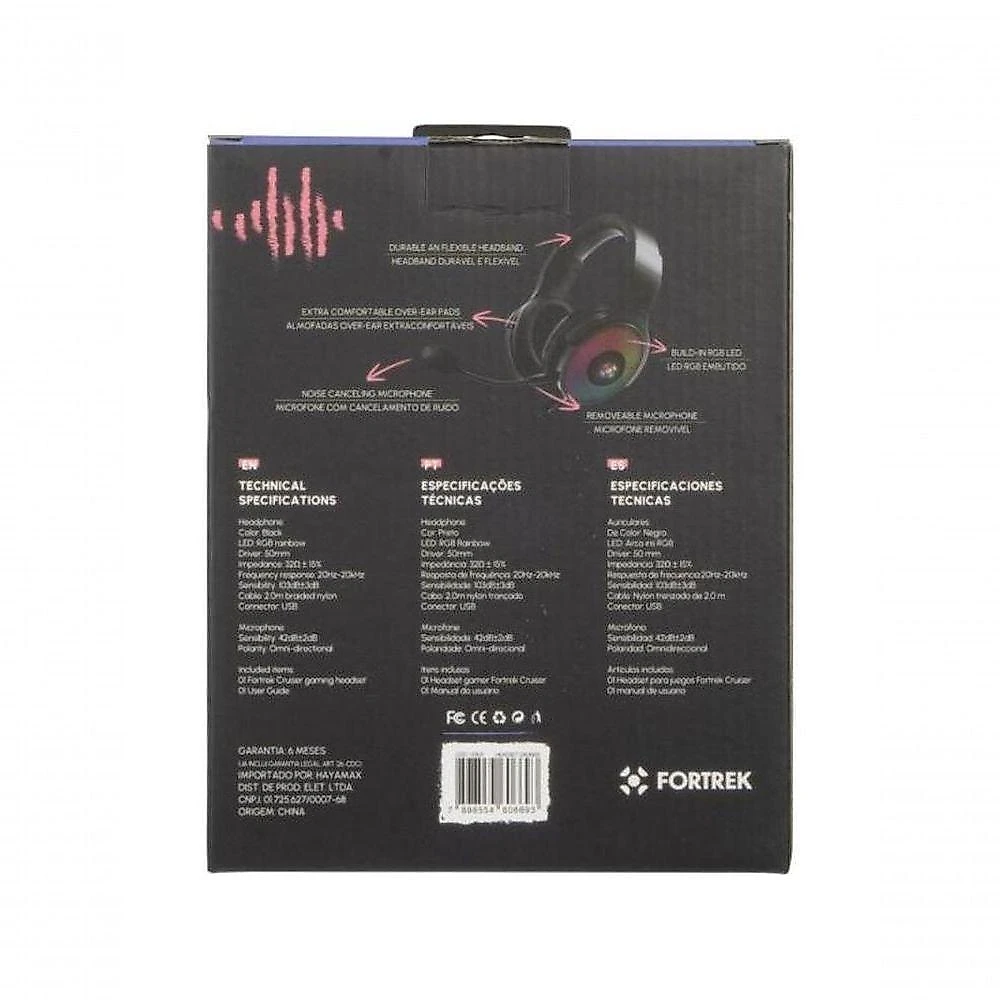 Headset Gamer Fortrek Cruiser 7.1 Usb Rgb Preto