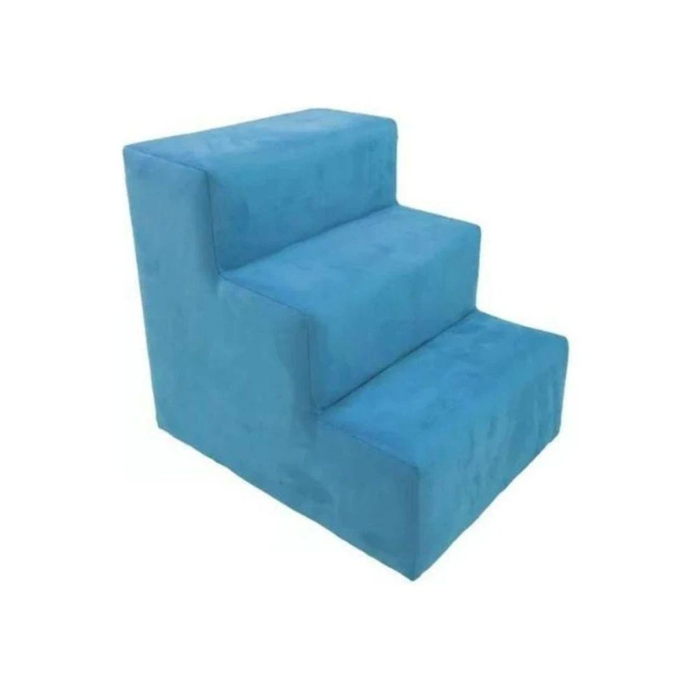 Escadinha Rampa Subir Sofá Cama Cães Cachorro Gato Suede Azul Turquesa
