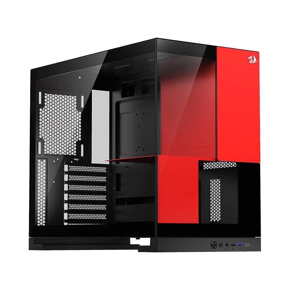 Miniatura Gabinete Gamer Redragon Eternal P&V, Mid Tower, ARGB, ATX, Lateral em Vidro, Preto e Vermelho - CA-612BR