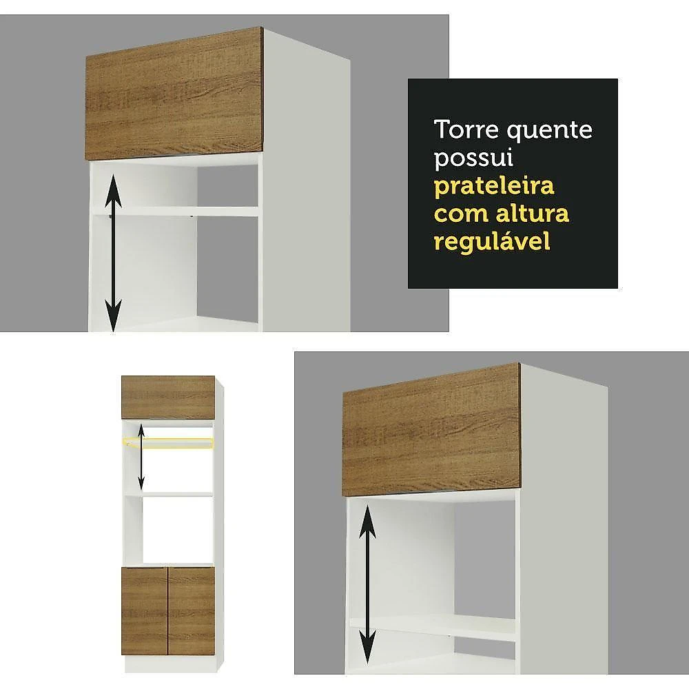 Armário De Cozinha Completa 330cm Branco/rustic Stella Madesa 03 Branco/rustic