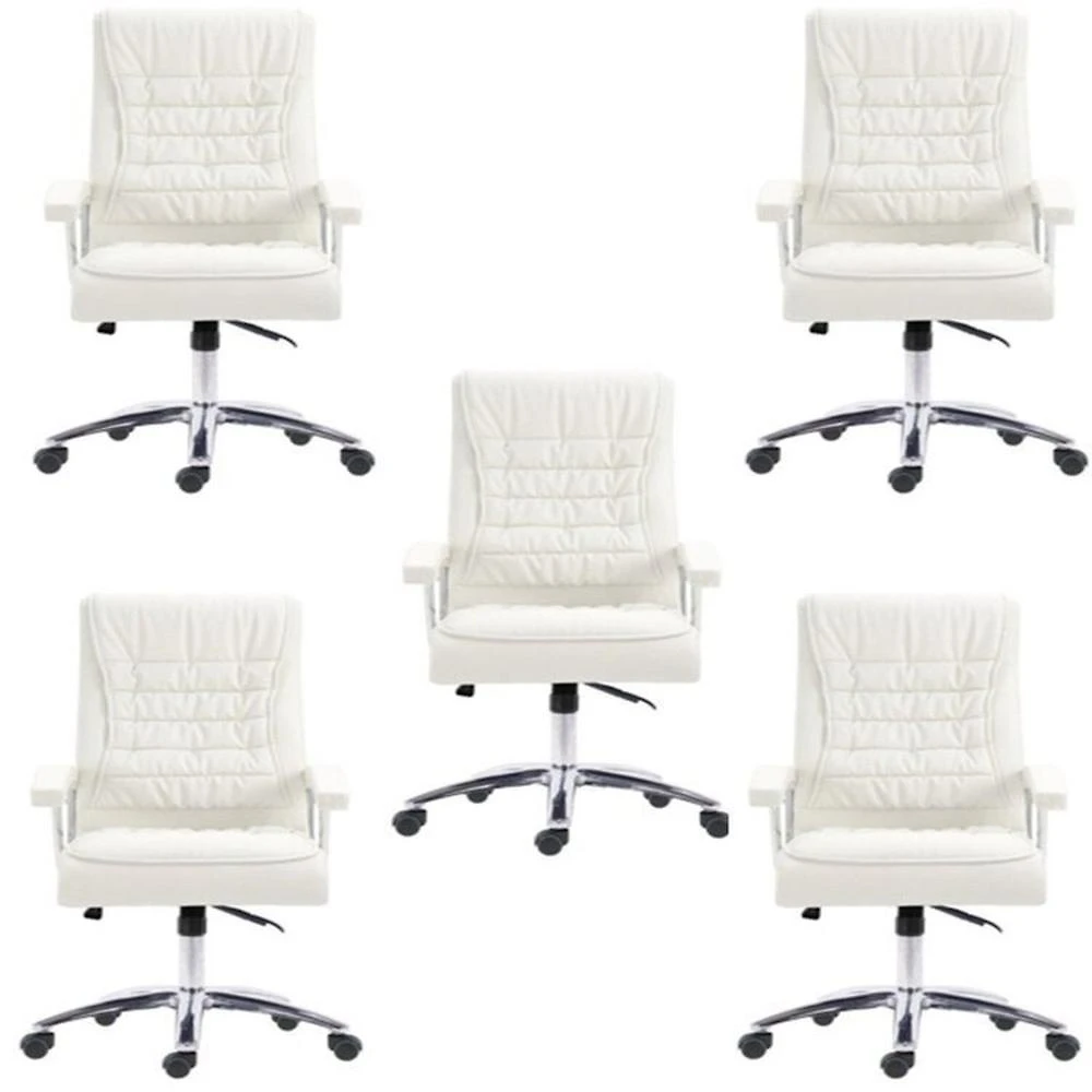 Kit 5 Cadeiras Escritório Presidente Ergonômica NR17 Corino Mola Ensacada