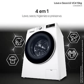 Lava e Seca LG 12Kg/7Kg Smart VC4 com Inteligência Artificial AI DD™ CV5012WC4 - Branca 110V