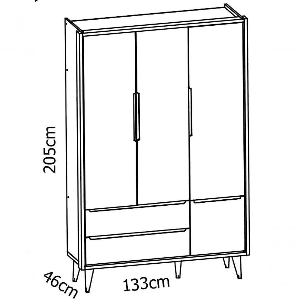 Jogo De Quarto Para Bebê Completo 3 Portas Théo New Branco Fosco Com Madeira - Moveisaqui