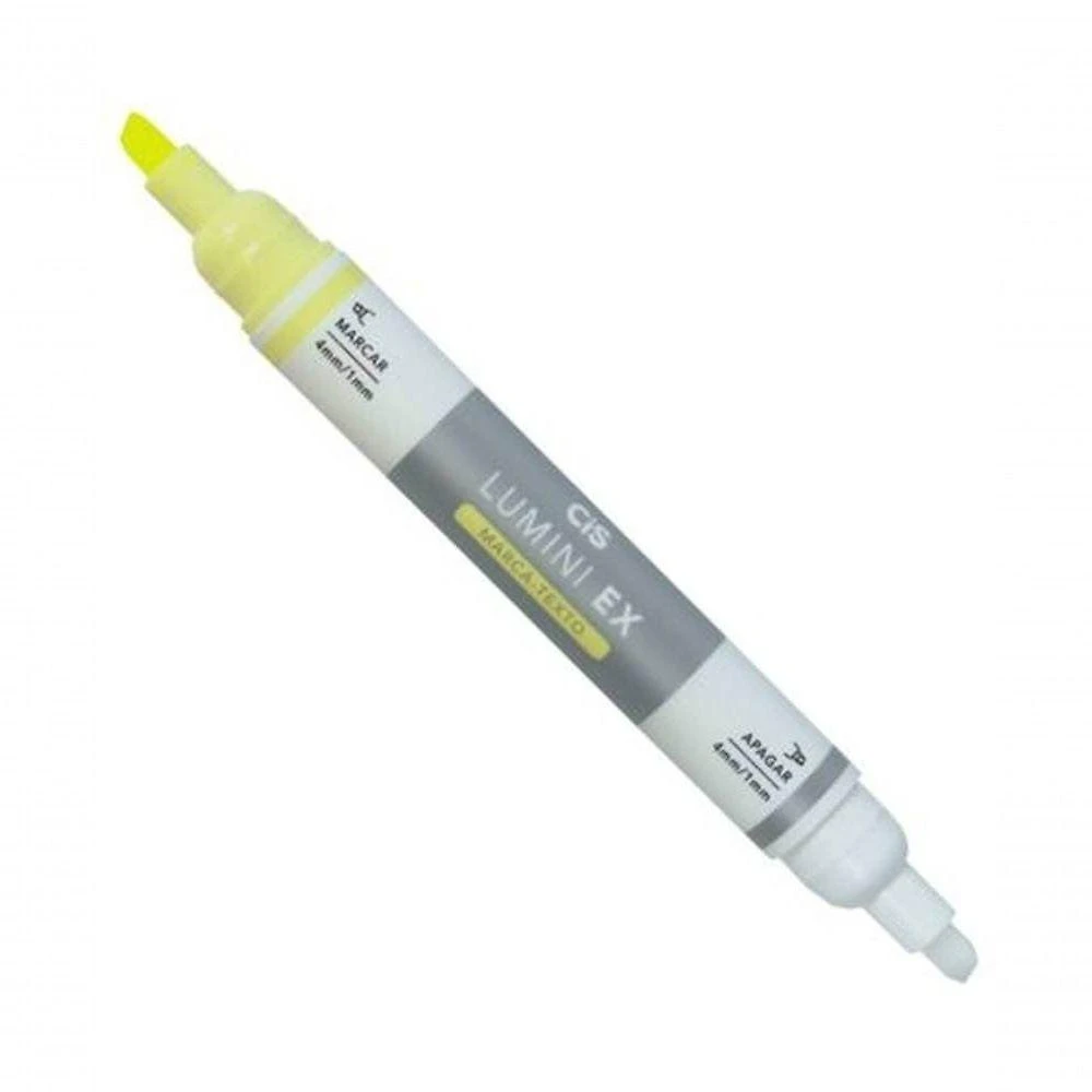 Marca Texto Apagável Cis Lumini Ex com Ponta Branca para Apagar 1 Unidade Amarelo