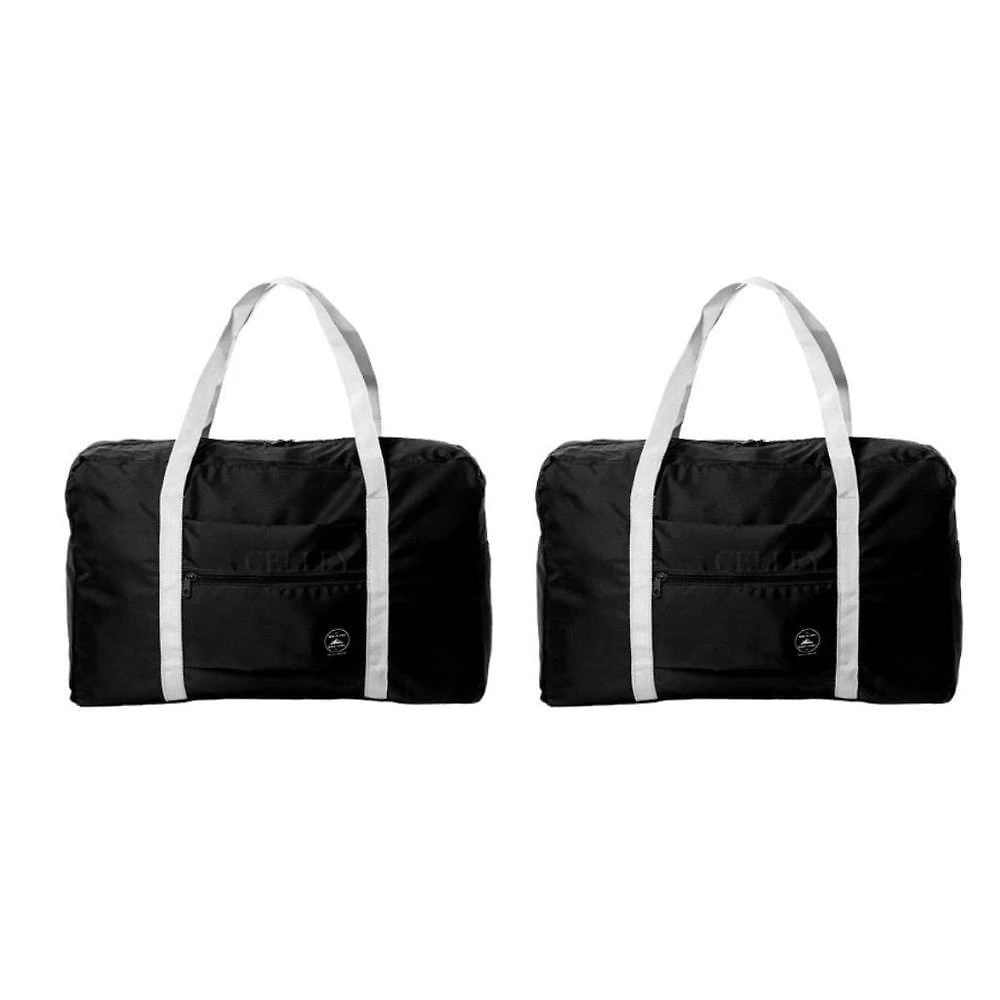 Bolsa de Viagem Dobrável Kit 2 Médio em Poliéster Resistente à Água com Zíper Preto OEM