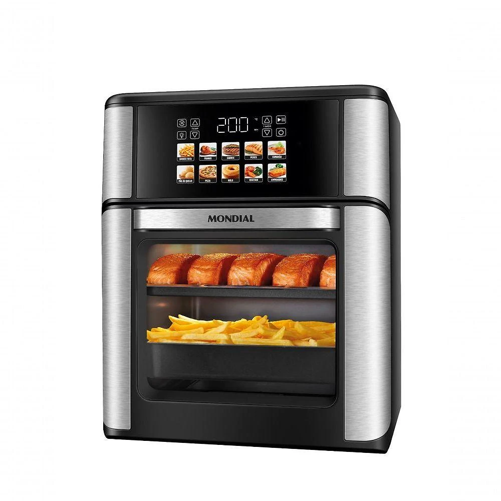 Air Fryer Forno Mondial Oven 13L 2000W 10 Programas Touch Preto e Inox 110V