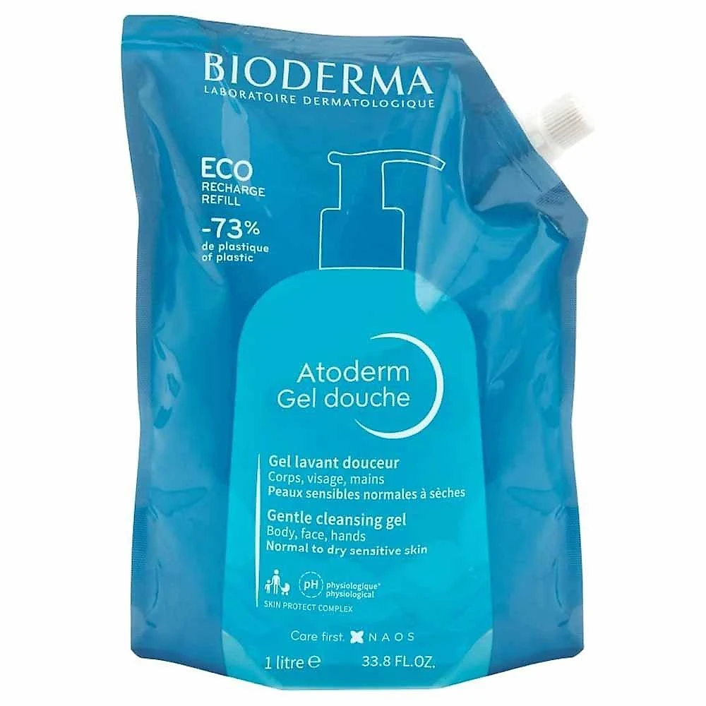 Gel de banho bioderma atoderm refil gel douche higiene diária antirressecamento 1l