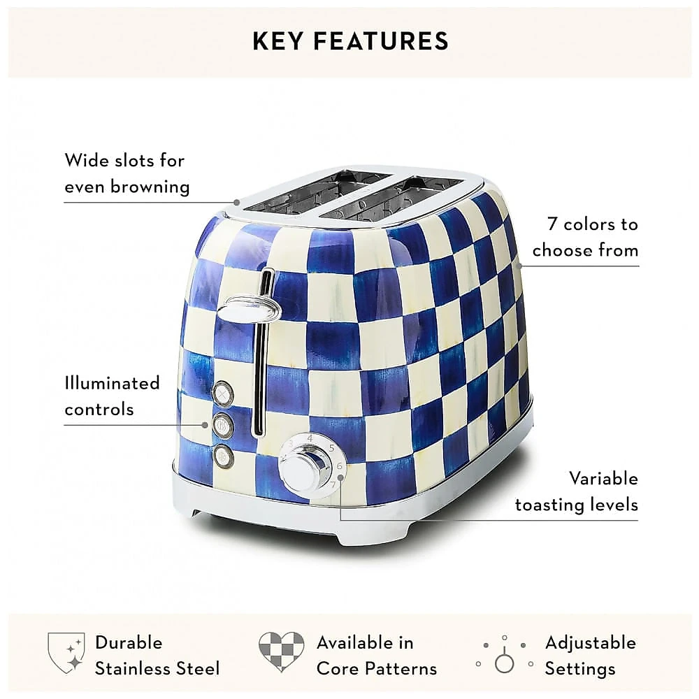 Conjunto chaleira elétrica e torradeira Mackenzie-Childs Royal Check inox xadrez azul e branco 110V