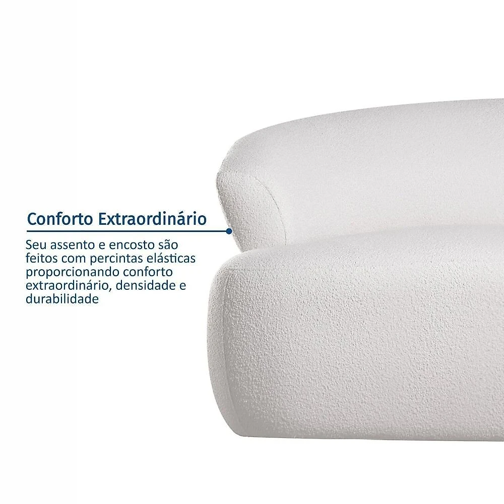 Conjunto 1 Sofá Orgânico 160cm e 2 Poltronas Base Giratória e Orgânicas Zoe Espresso Móveis Off White