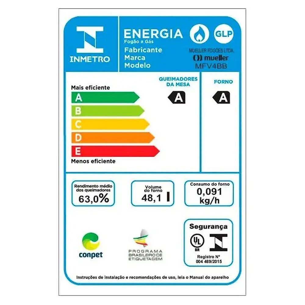 Fogão 4 Bocas Mueller MFV4BB Acendimento Automático, Titânio   Fogão 4 Bocas Mueller MFV4BB com Acendimento Automático e Mesa de Vidro, Titânio