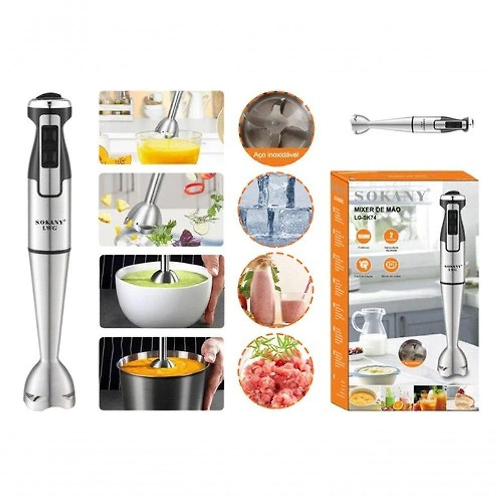 Mixer para Alimentos Pro Shake Bebidas Triturador Potente 1000W Prateado 110V