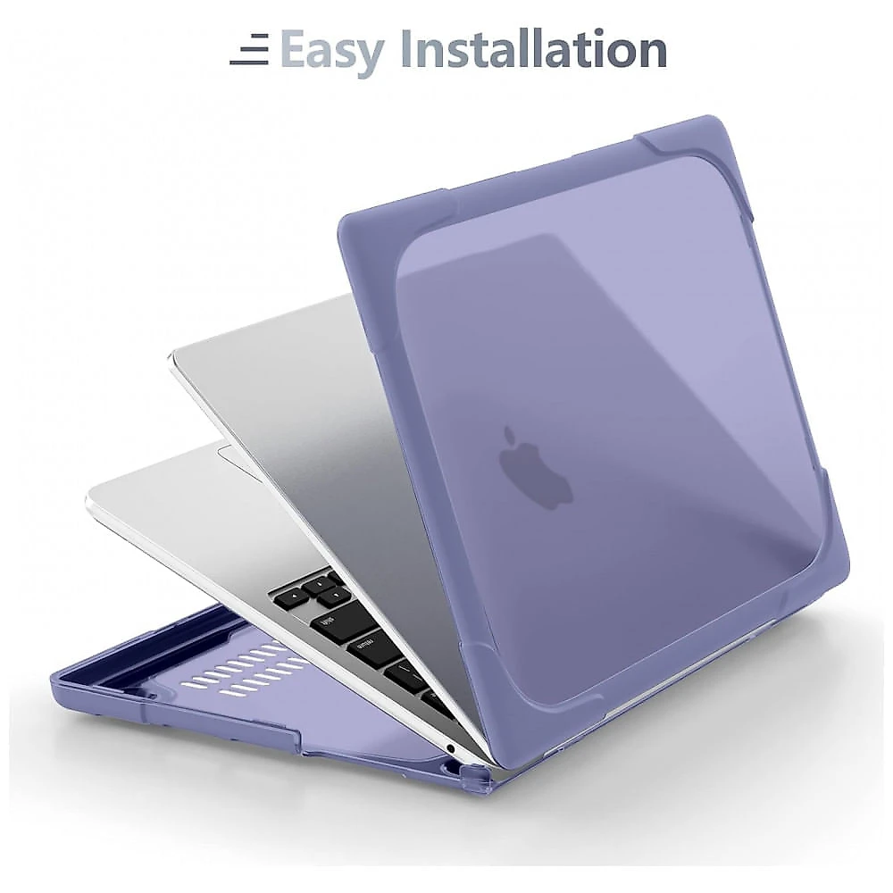 Capa Rígida Batianda para MacBook Pro 13" – Modelos A2338, A2289, A2251 com Suporte Dobrável, Tampa de Teclado e Película de Tela – Cinza Lavanda
