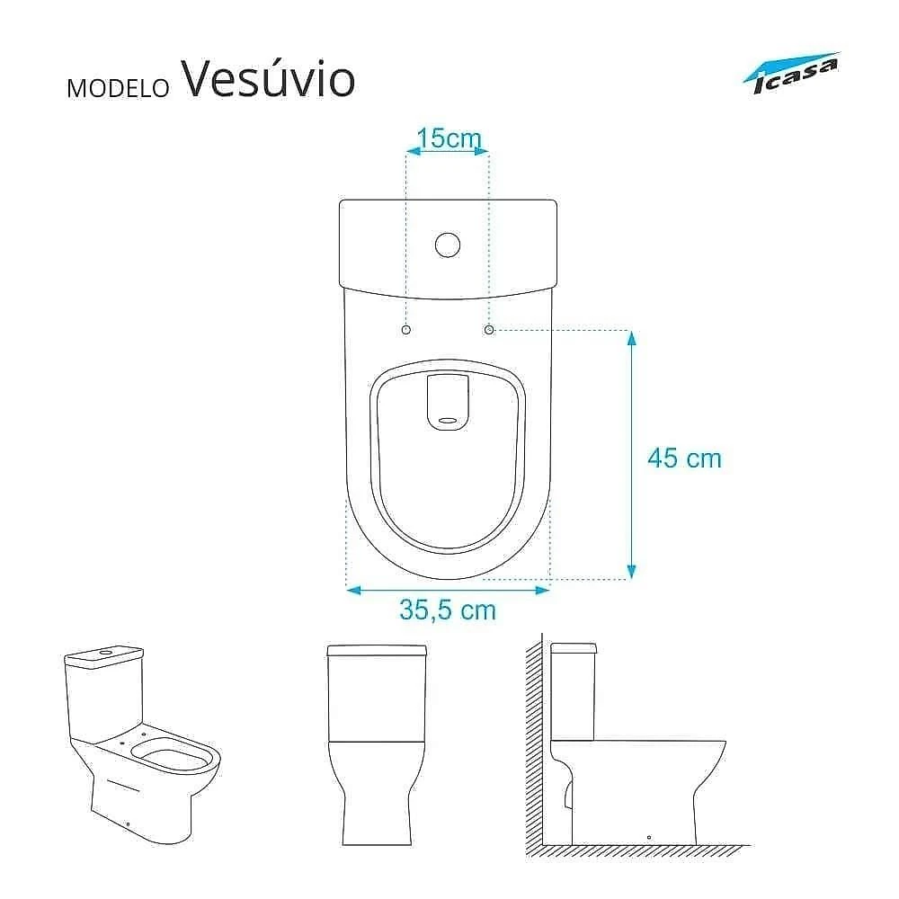Assento Sanitário Vesúvio Alongado Resina Plástica Fechamento Suave Branco Pontto Lavabo 40CM