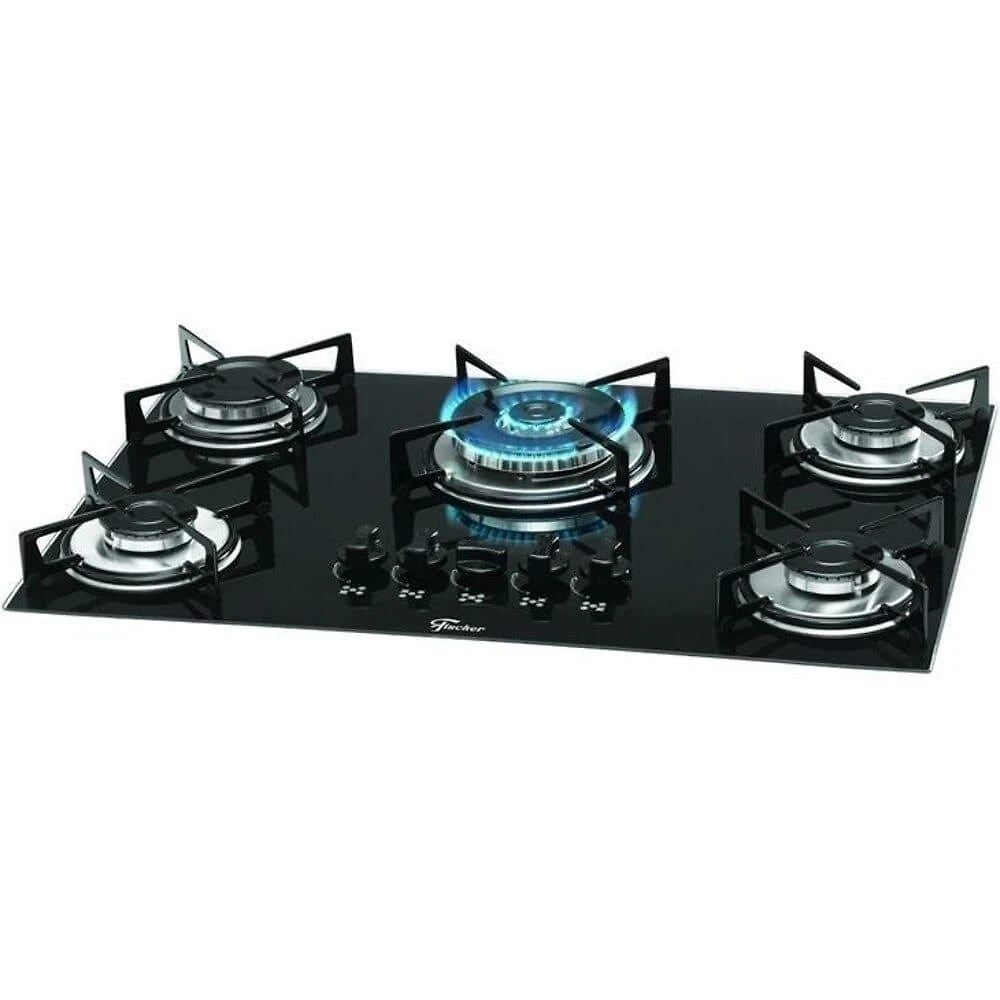 Cooktop 5 Bocas Fischer Acendimento Superautomático, Preto
