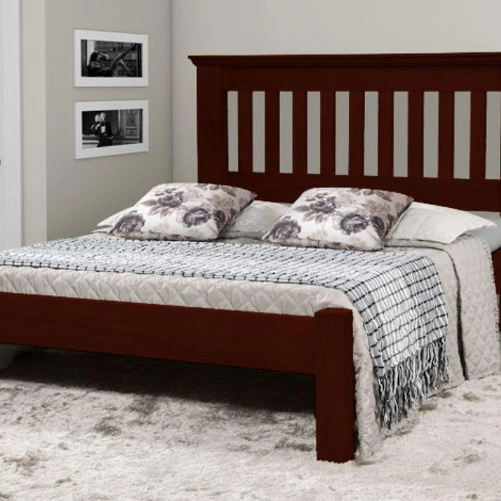 Cama de Casal Texas de Madeira Maciça Tauari Mogno