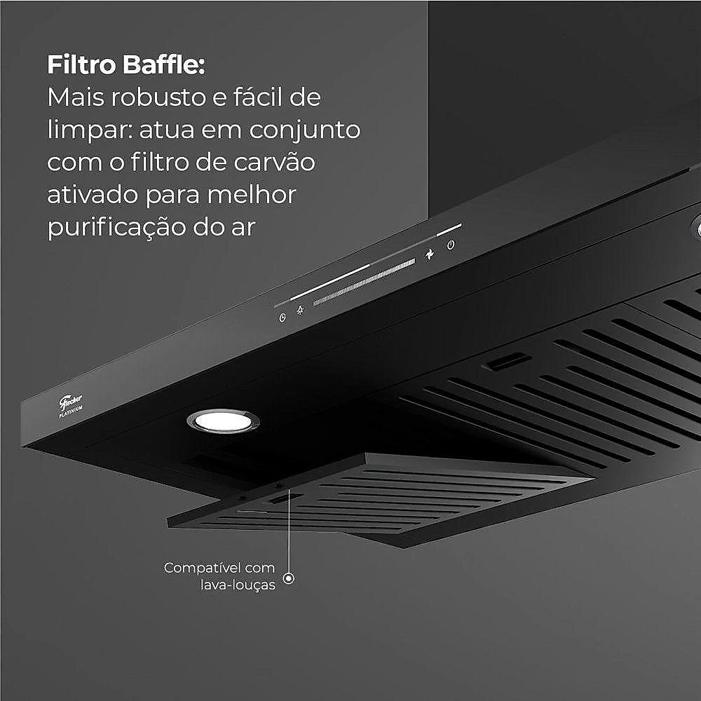Coifa De Parede Fischer Platinium 90cm Com Controle Por Gesto 110V
