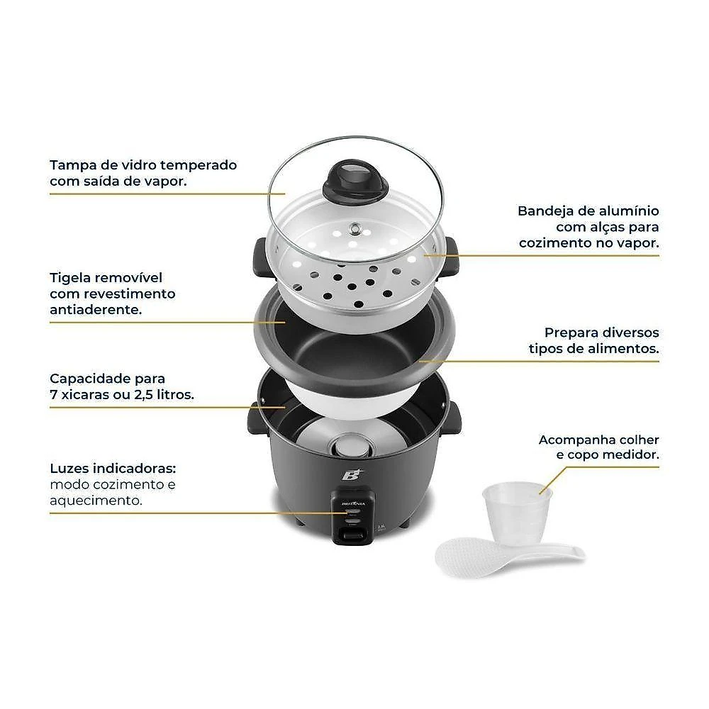 Panela Elétrica Multifuncional Britânia 7 Xícaras 500W BPA07 220V