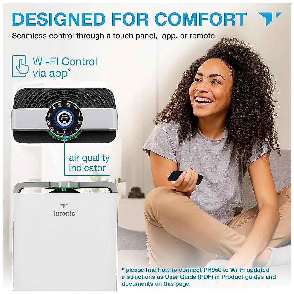 Purificador de Ar com Filtro HEPA com 8 Estágios, Cobertura 232 m2, 110V, Turonic, Branco
