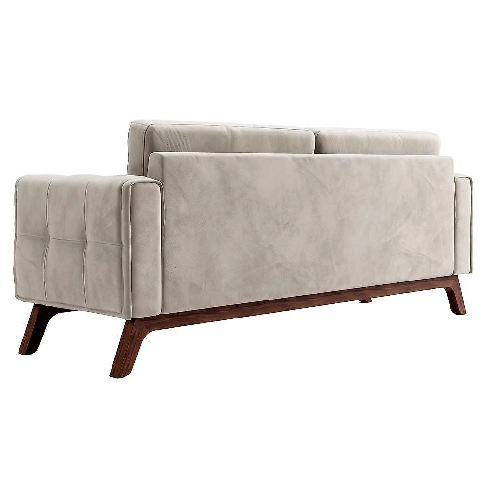 Sofá Sandero C-309 3 Lugares 230CM Veludo Bege Claro Domi Móveis