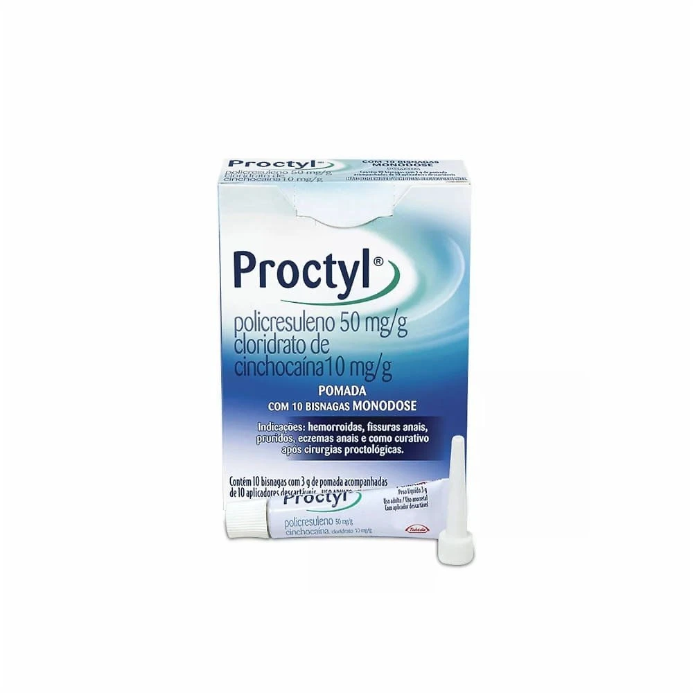 Proctyl Pomada 3g 10 Bisnagas + 10 Aplicadores Monodose
