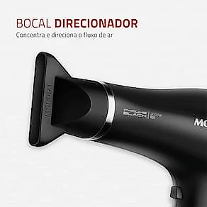 Secador de Cabelos Mondial SCN-04 Chrome Black 2000W Tourmaline Íon 3 Temperaturas Preto 110V