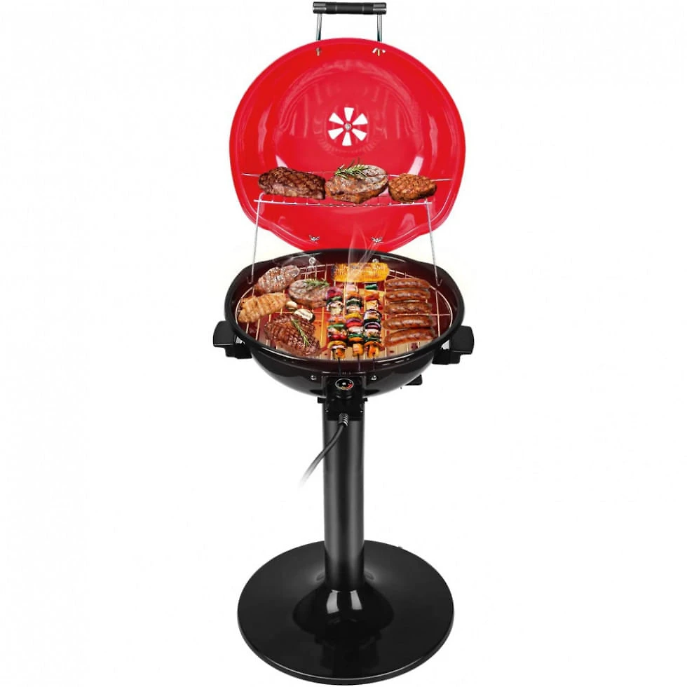 Churrasqueira Grill Elétrica até 15 Porções com Grelha Removível, 110V 1600W, Techwood TWBG01S, Vermelha