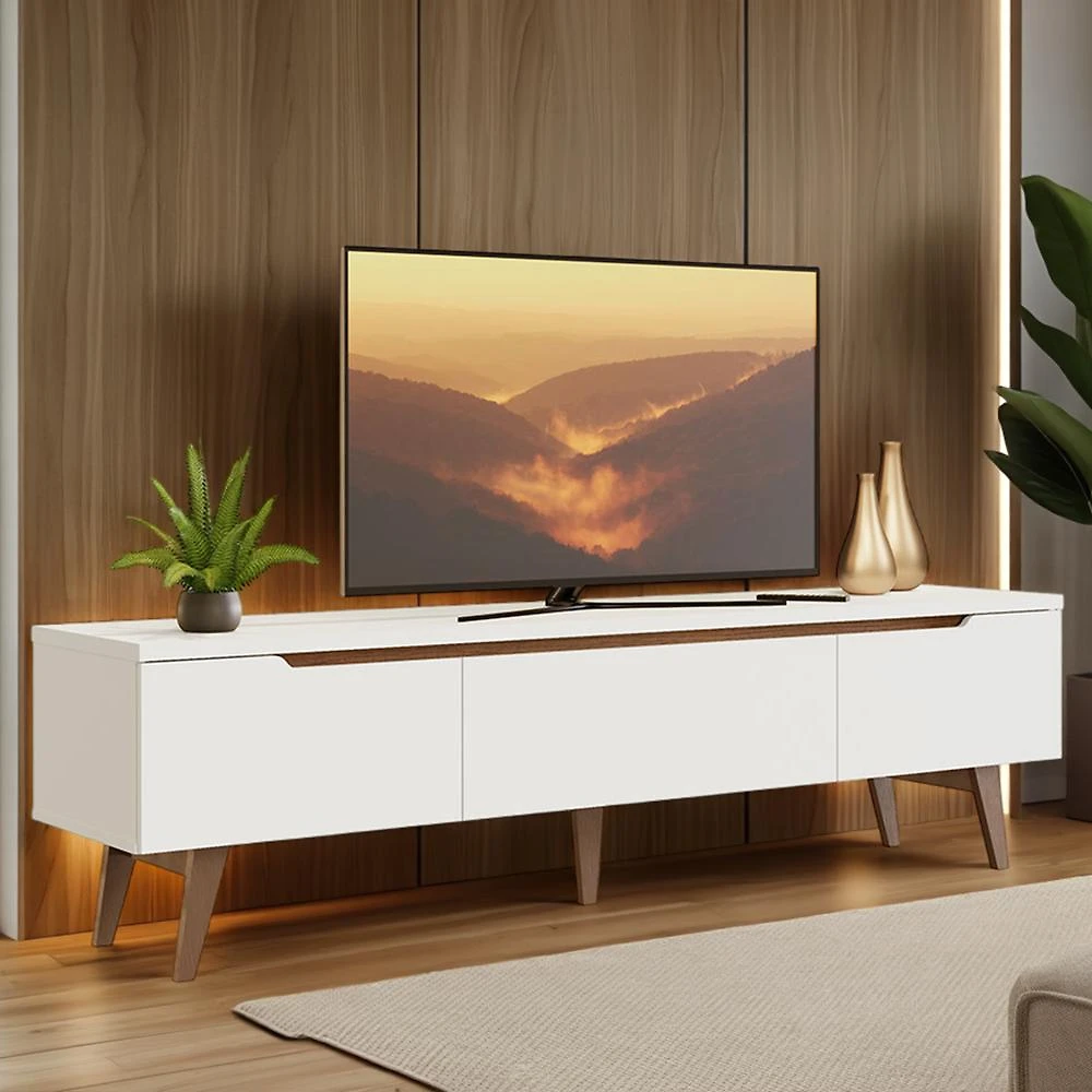 Rack para TV até 75 Polegadas Madesa Brest 2 Portas 1 Gaveta Branco