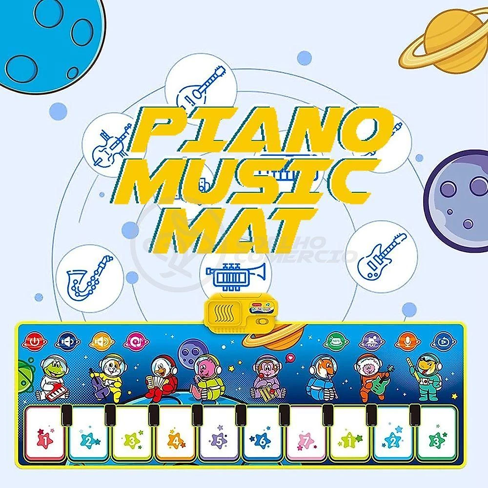 Piano Music Mat Tapete Musical 110x36cm Bebês 10 Teclas