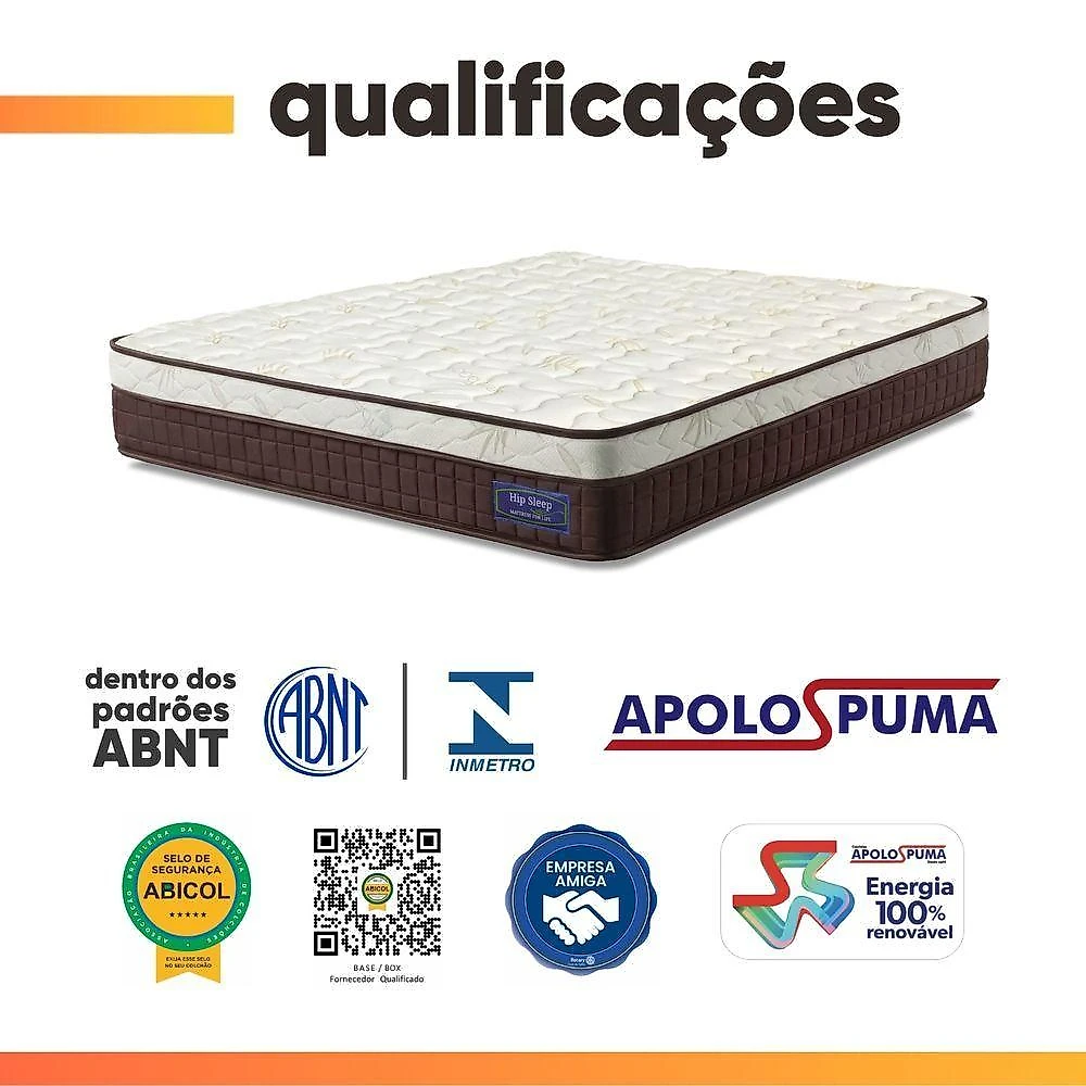 Cama Box Colchão Queen Molas Superlastic Euro Pillow Start 158x198x62cm Apolo Bege / Marrom