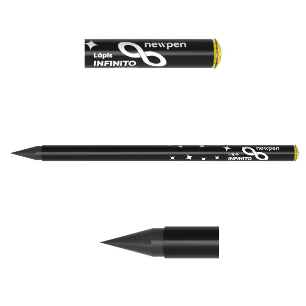 Lápis Preto Newpen Infinito HB#2 com Diamante na Ponta 1 Unidade Amarelo