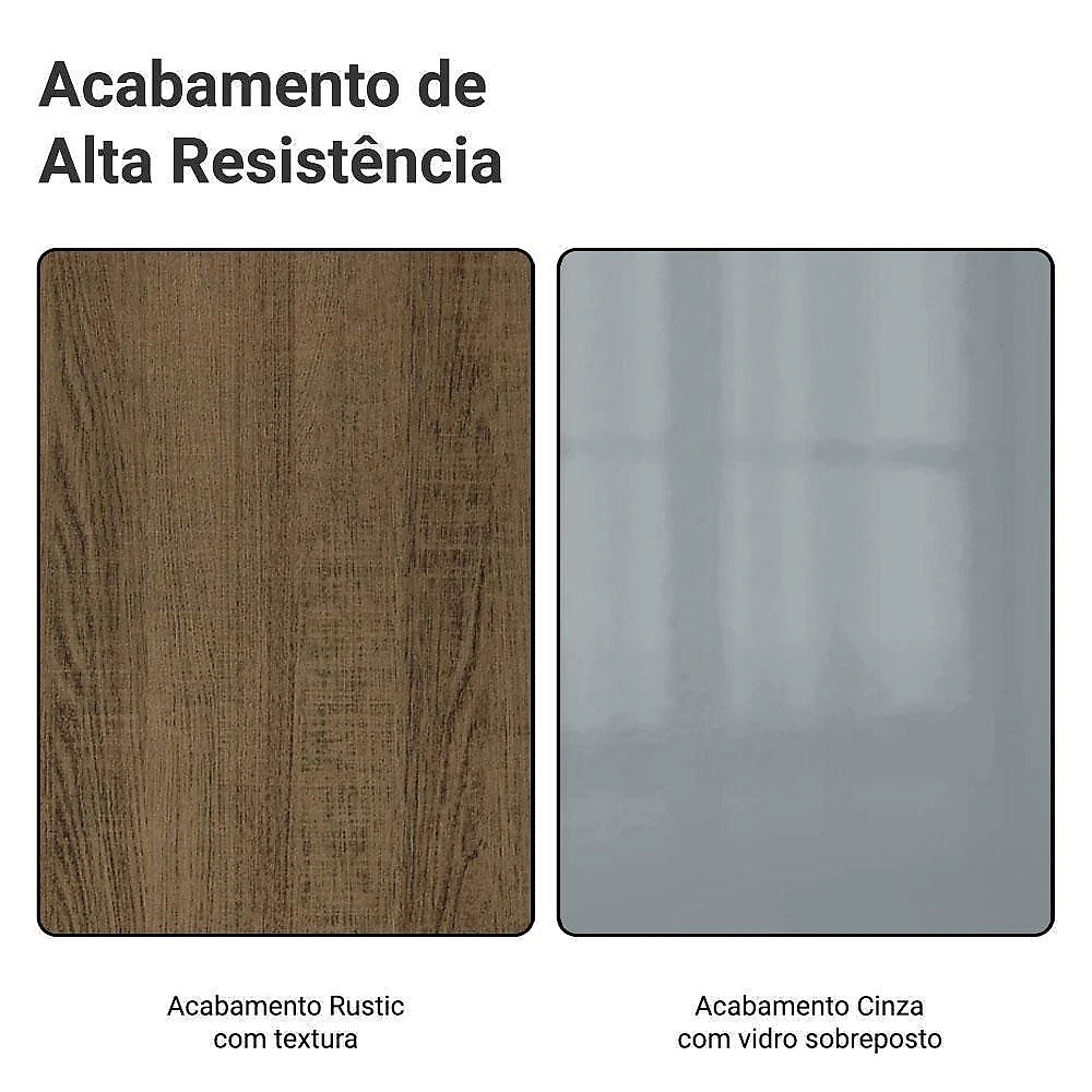 Paneleiro 60 Cm 3 Portas Rustic/cinza Lux Madesa Rustic/cinza