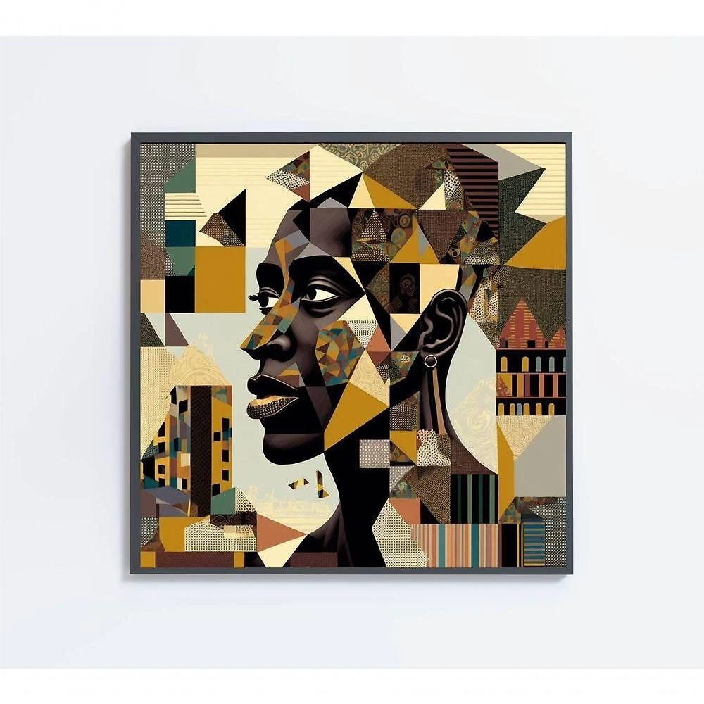 Quadro Ilustração Afro Medidas 60x60 Cm Impressão Vidro Acrílico